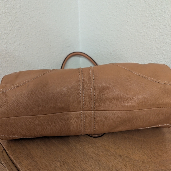 Vintage Max Mara Camel Leather Satchel Pebbled Leather Bag - Picture 5 of 9